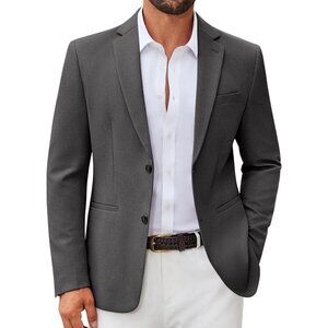 Coofandy Men Dark Grey Slim Fit Two Buttons Sport Lightweight Blazer Jacket